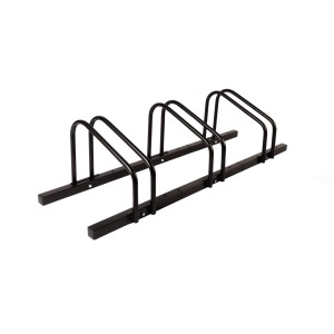 Schwarzer KARAT Fahrradständer Linus für 3 Fahrräder, zur Boden- oder Wandmontage.