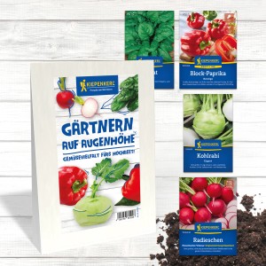 Gemüsesamen-Set für Hochbeet: Spinat, Paprika, Kohlrabi und Radieschen von Kiepenkerl.