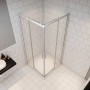 AICA Duschkabine Eckeinstieg 80x80cm mit Schiebetür und silbernem Rahmen vor weißem Hintergrund.