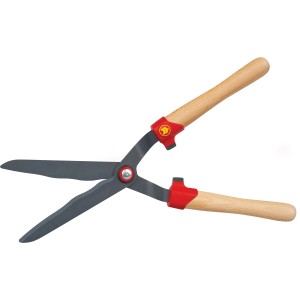 Wolf Garten Hand-Heckenschere HS-WW mit Wellenschliff und Holzgriffen.