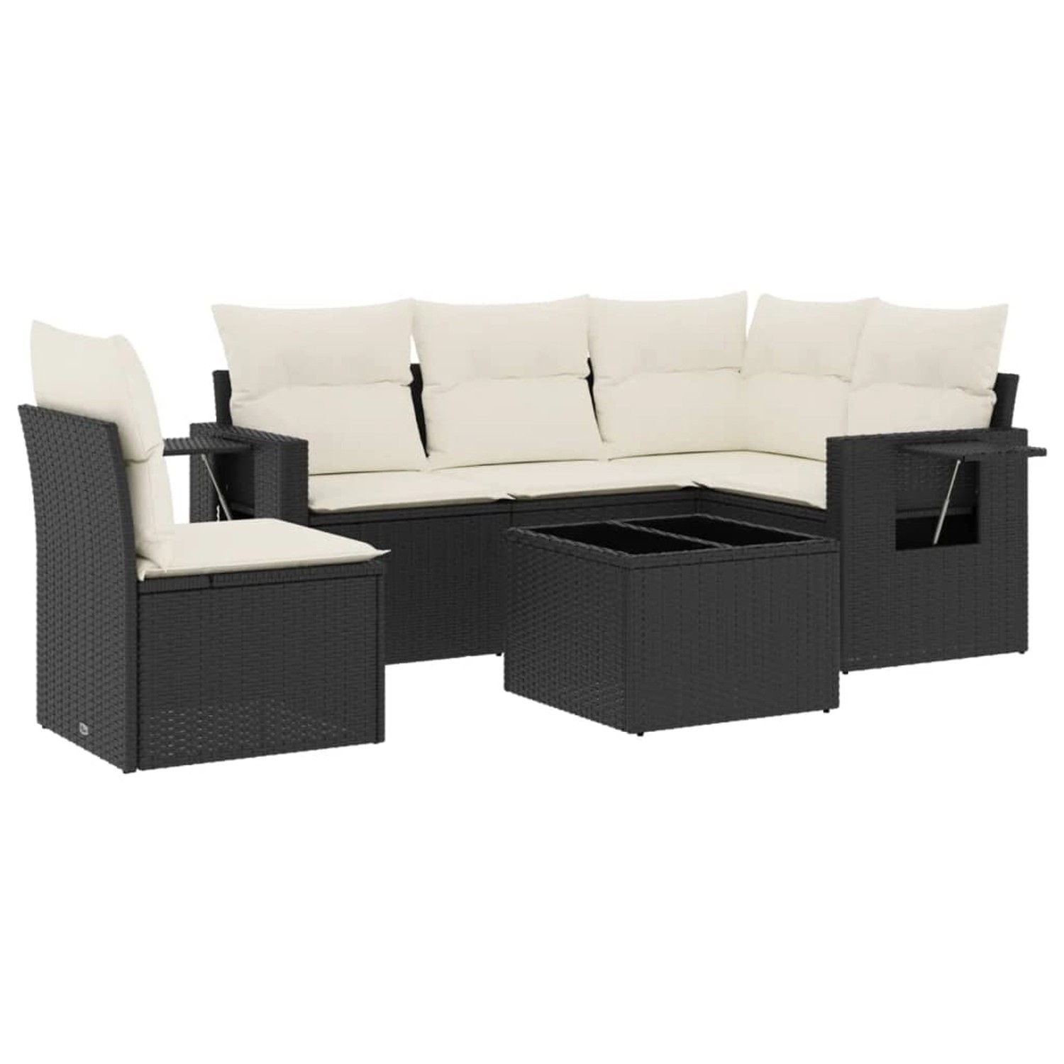 vidaXL 6-Tlg Garten-Sofagarnitur mit Kissen Schwarz Poly Rattan 3220175 günstig online kaufen