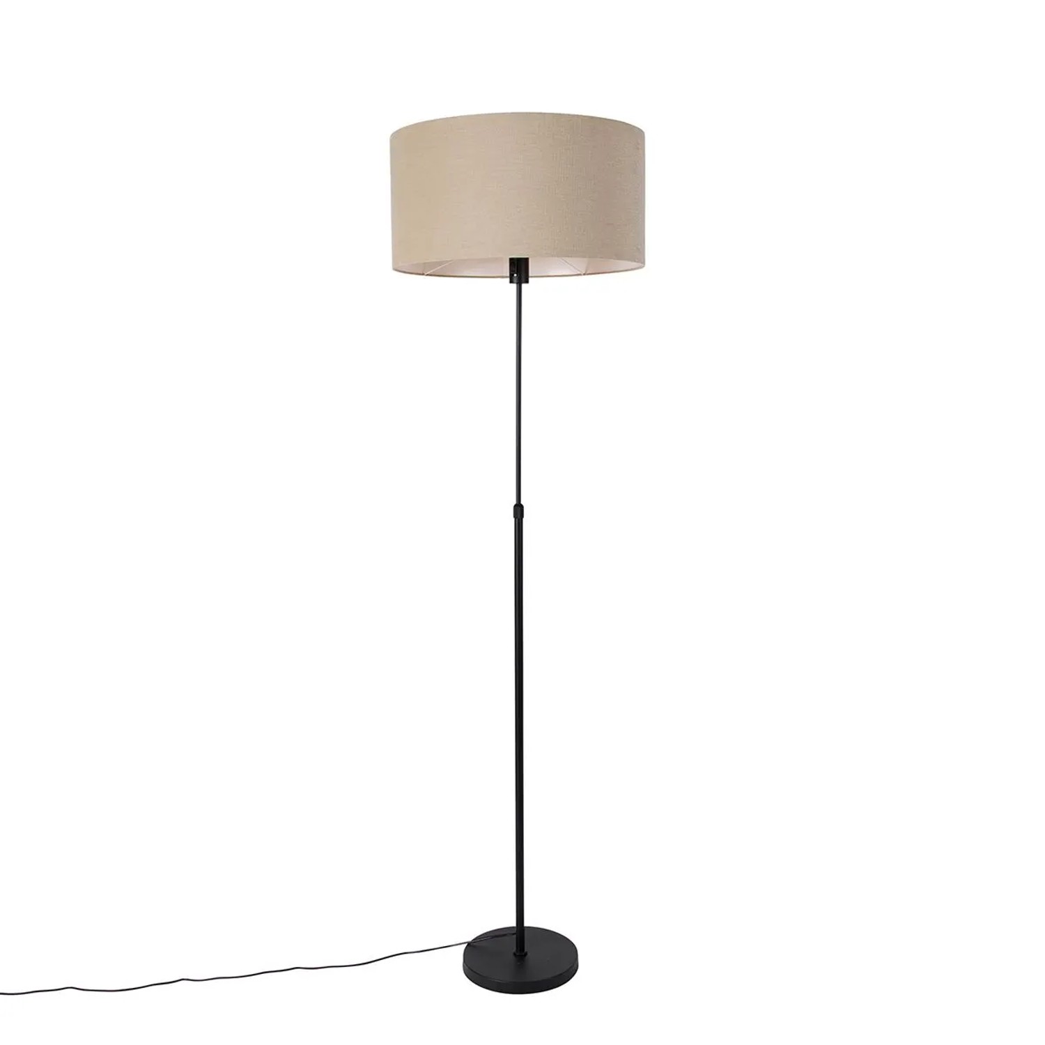 QAZQA Stehleuchte Schwarz Verstellbar mit Schirm Hellbraun 50 cm Parte