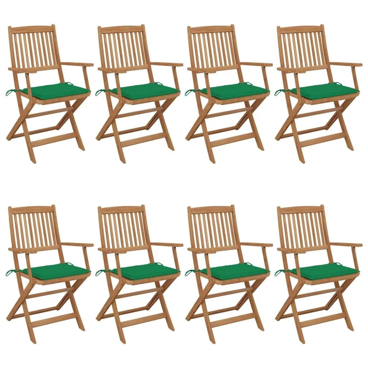 vidaXL Klappbare Gartenstühle 8 Stk mit Kissen Massivholz Akazie 3074972