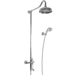 PaulGurkes Nostalgie Duschsystem Aufputz mit Kopf- und Handbrause im Landhausstil.