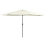 Sandweißer vidaXL Sonnenschirm 390 cm mit Metall-Mast, Entlüftung und Kurbelmechanismus. Ideal für Garten & Terrasse.