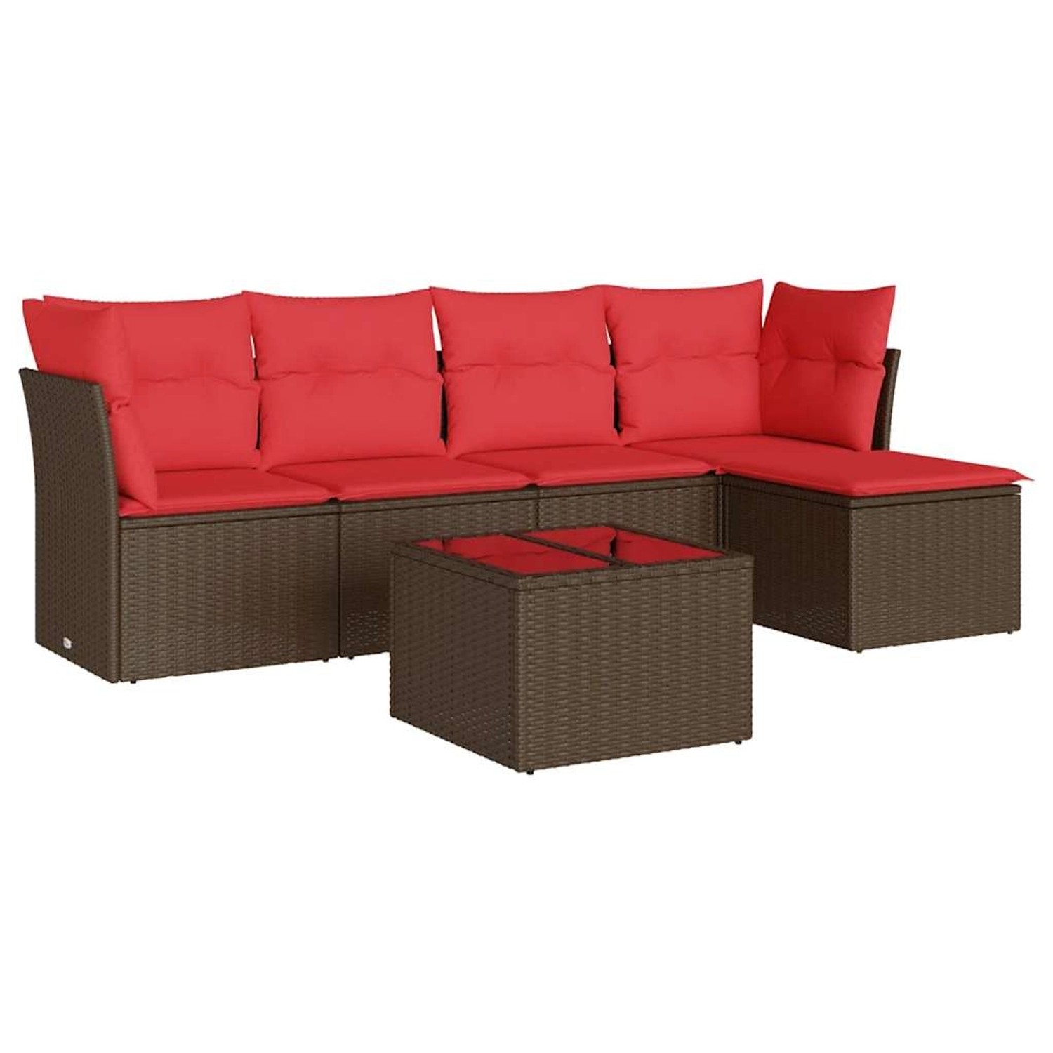 vidaXL 6-Tlg Garten-Sofagarnitur mit Kissen Braun Poly Rattan 3217574