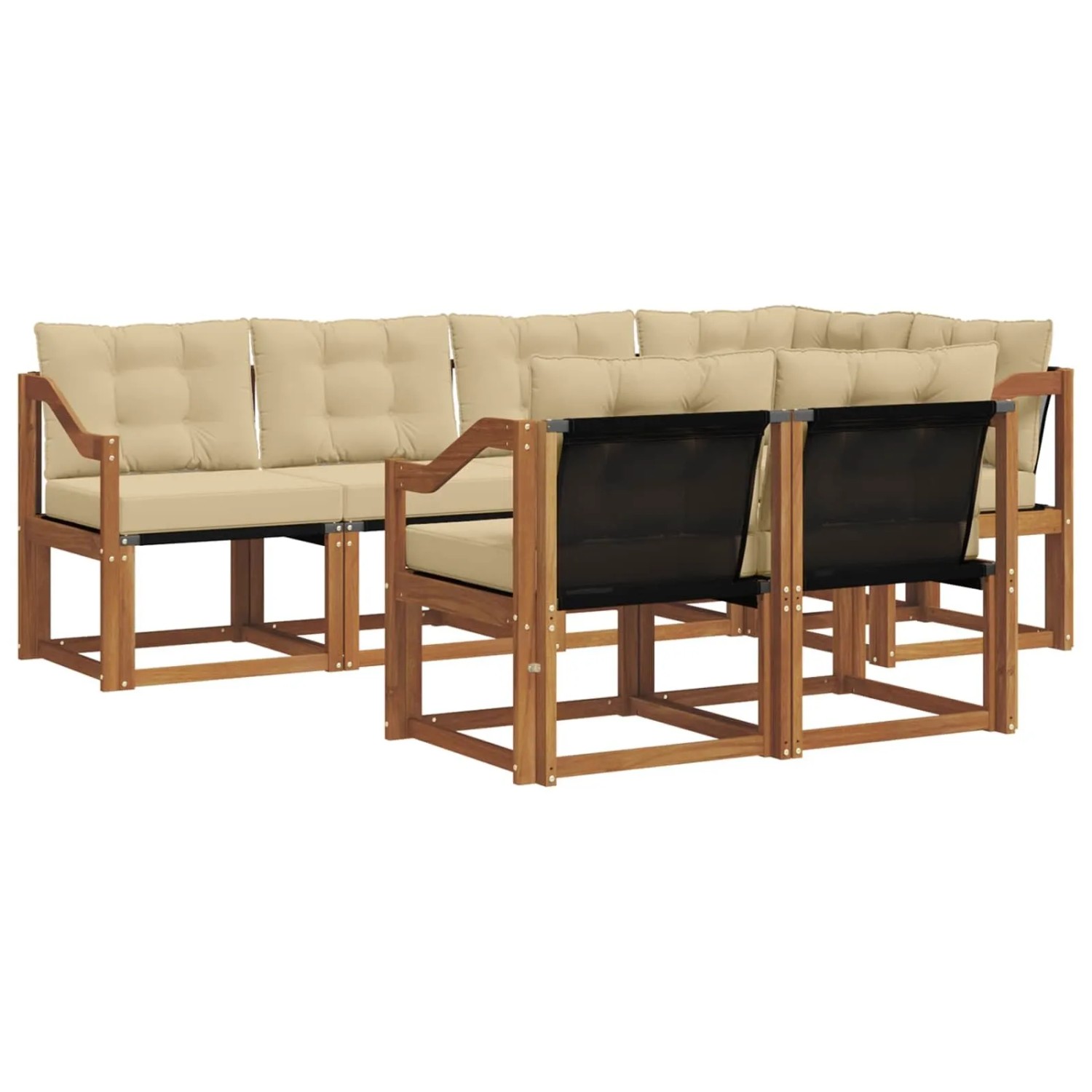 vidaXL Outdoor-Sofagarnitur mit Kissen 7-Tlg Natur und Beige 3368772