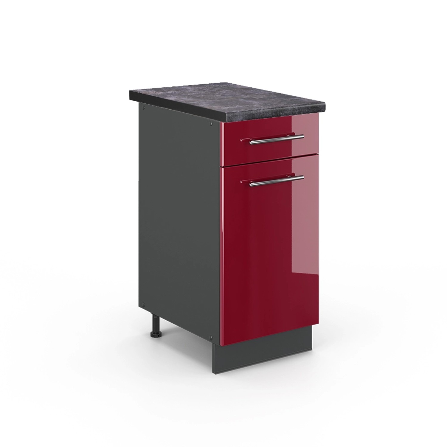 Vicco Küchenunterschrank Fame-Line Bordeaux Hochglanz/Anthrazit 40 cm AP Anthrazit