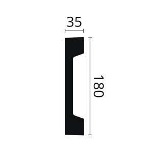 Profilzeichnung NMC MA20 Fenstersohlbank, 180x35 mm, weiß, für Paneel Zubehör.