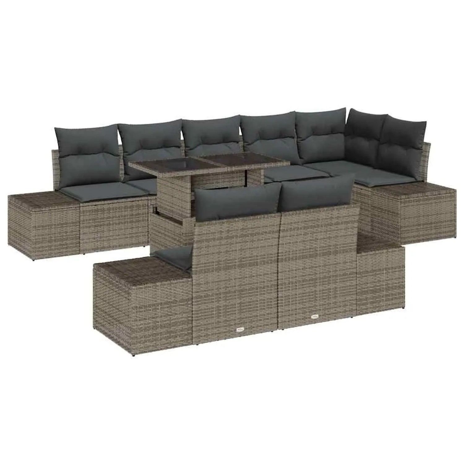 vidaXL Gartensofa-set mit Kissen 9-Tlg Grau Poly-Rattan 3349205 günstig online kaufen