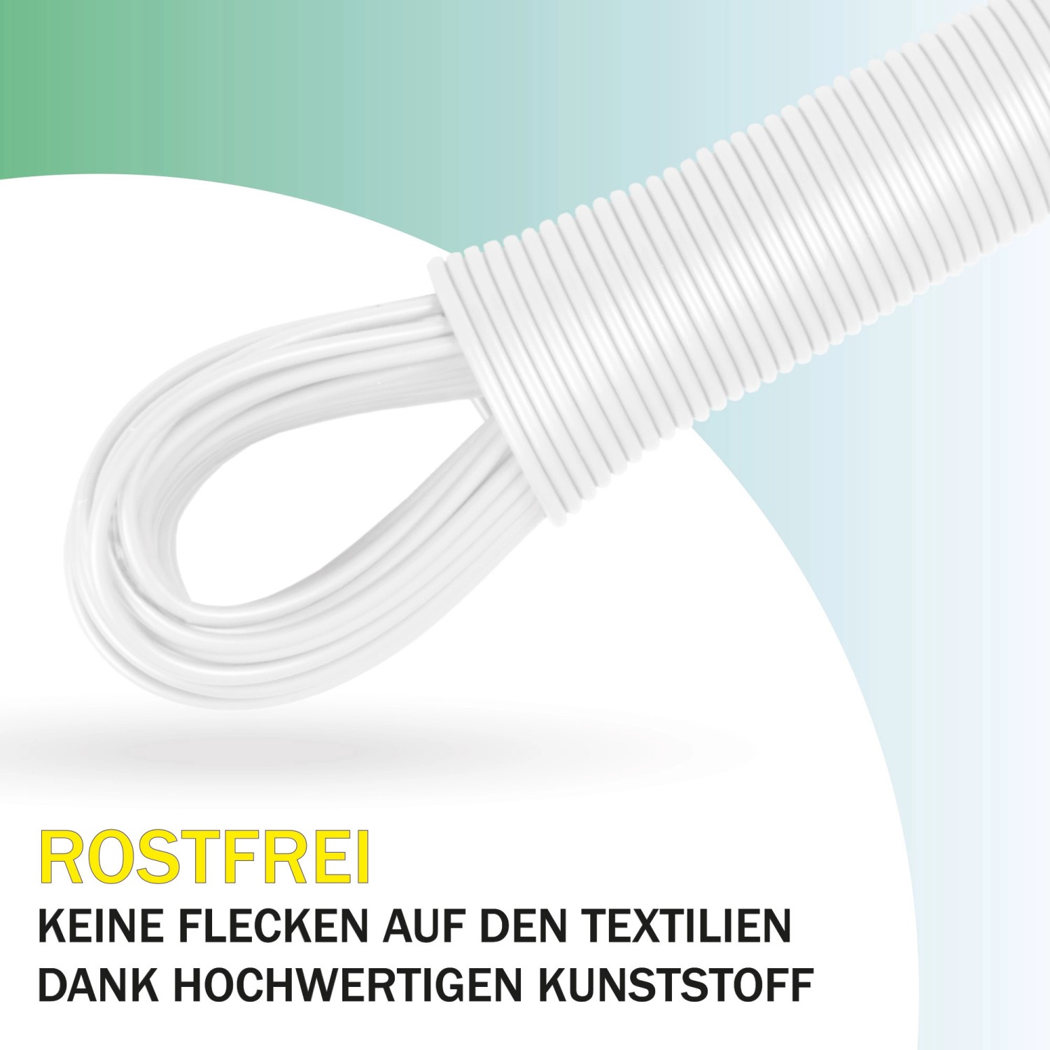Detailaufnahme: Weiße Bestlivings Wäscheleine, 20m, 4er Pack. Robust und wetterfest.