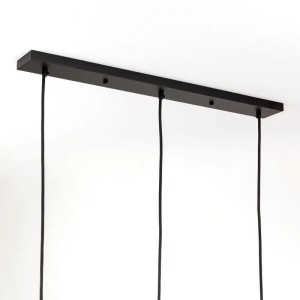 Schwarzer Orion Lightstyle Deckenbaldachin mit 3 Auslässen (70x8 cm) für Pendelleuchten.