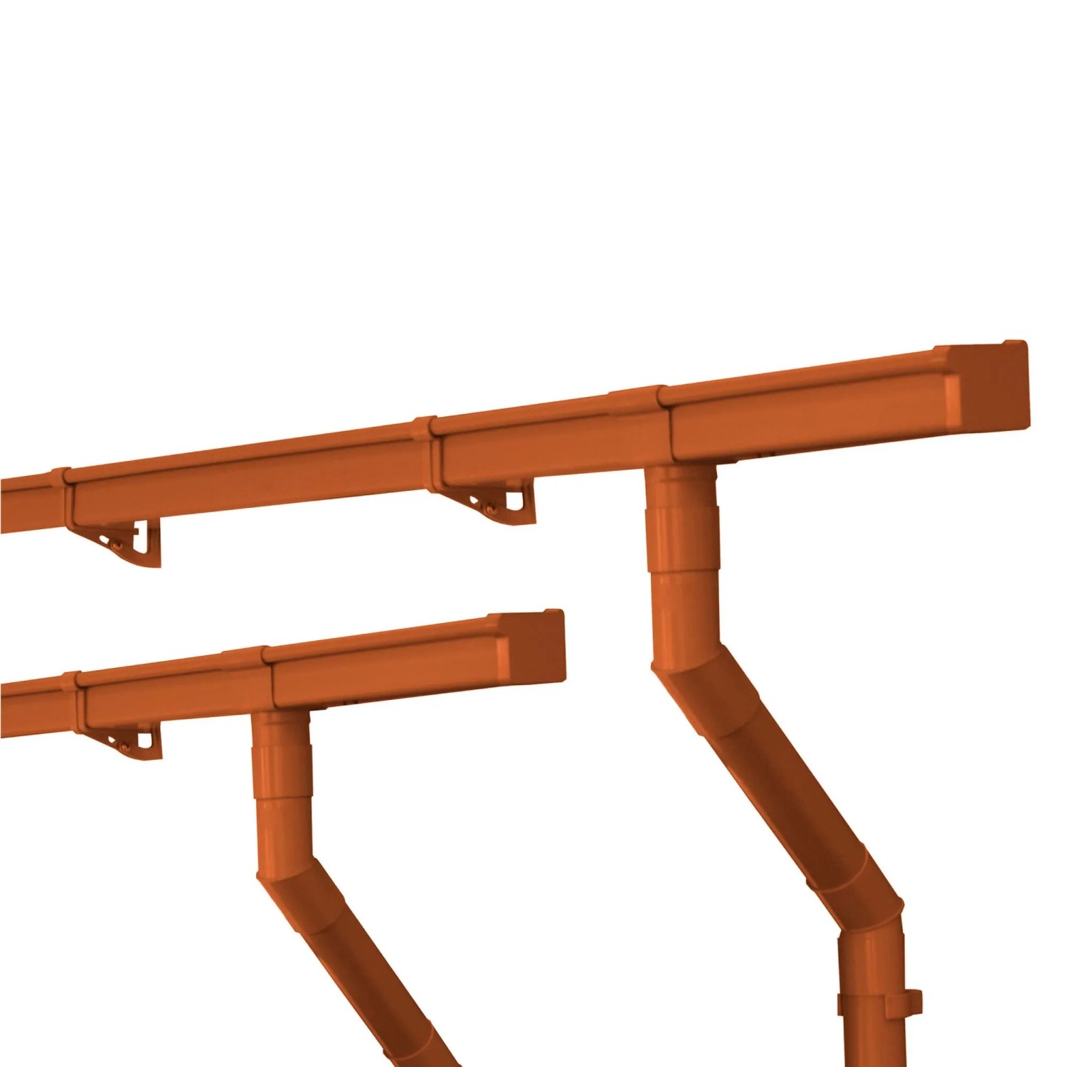 Thumbnail - Inefa Dachrinnen Set PVC 2x 5m NW 68 Kastenrinne Braun Dachentwässerung