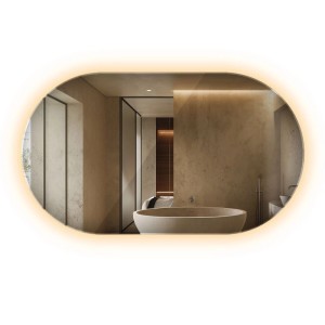 Ovaler Wallfluent LED Spiegel 52x90 cm mit warmweißer 3000K Beleuchtung, ideal für Bad & Wohnzimmer.