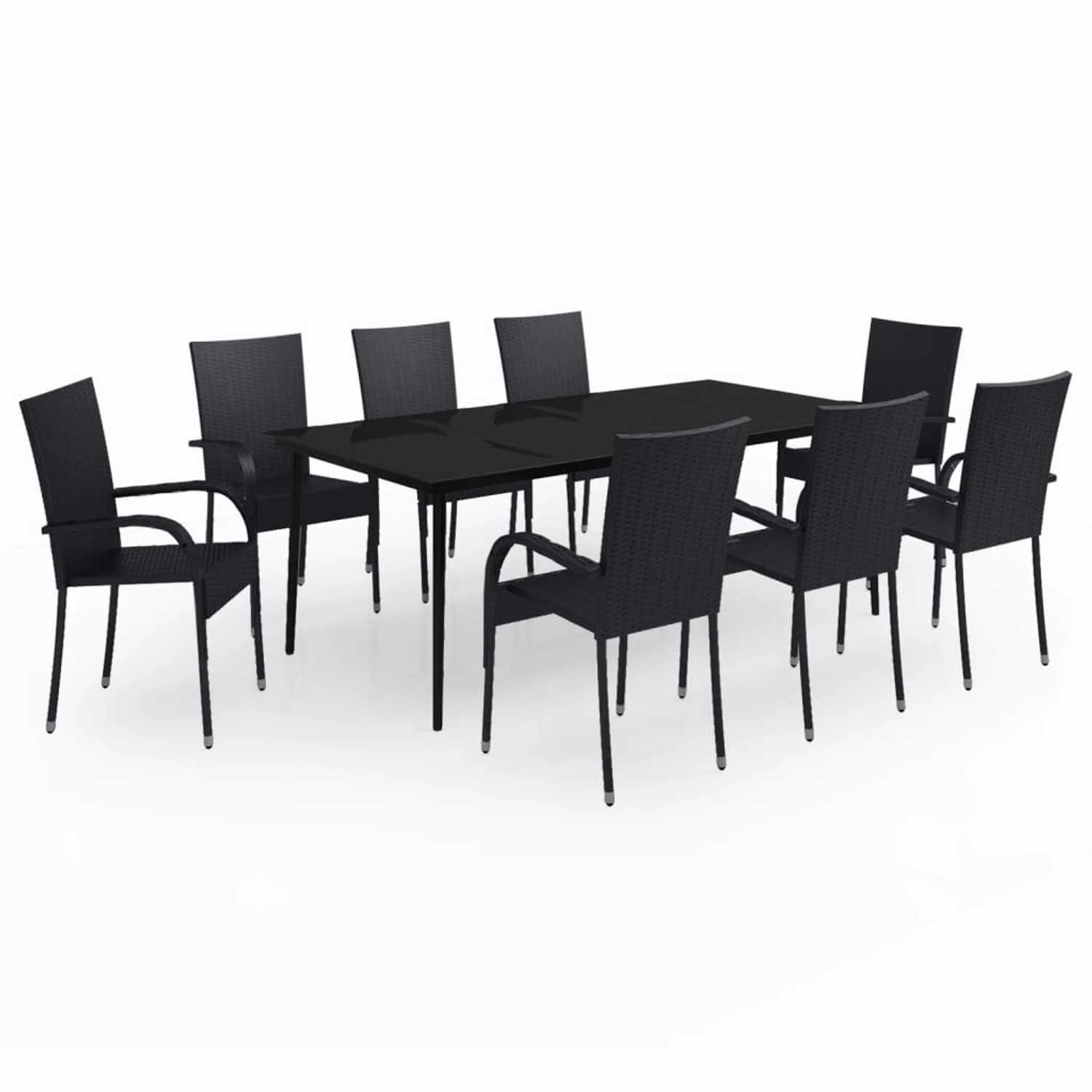 vidaXL 9-Tlg Garten-Essgruppe Schwarz 3099400