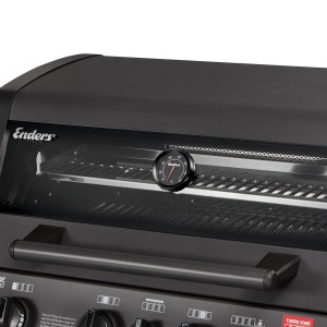 Detailaufnahme: Enders Gasgrill Monroe Pro 4 SIK Turbo Shadow mit Temperaturanzeige.