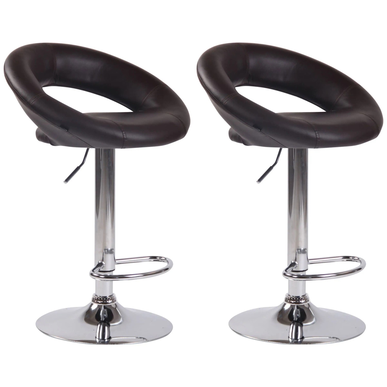 CLP 2er Set Barhocker Olinda Kunstleder Braun/Chrom