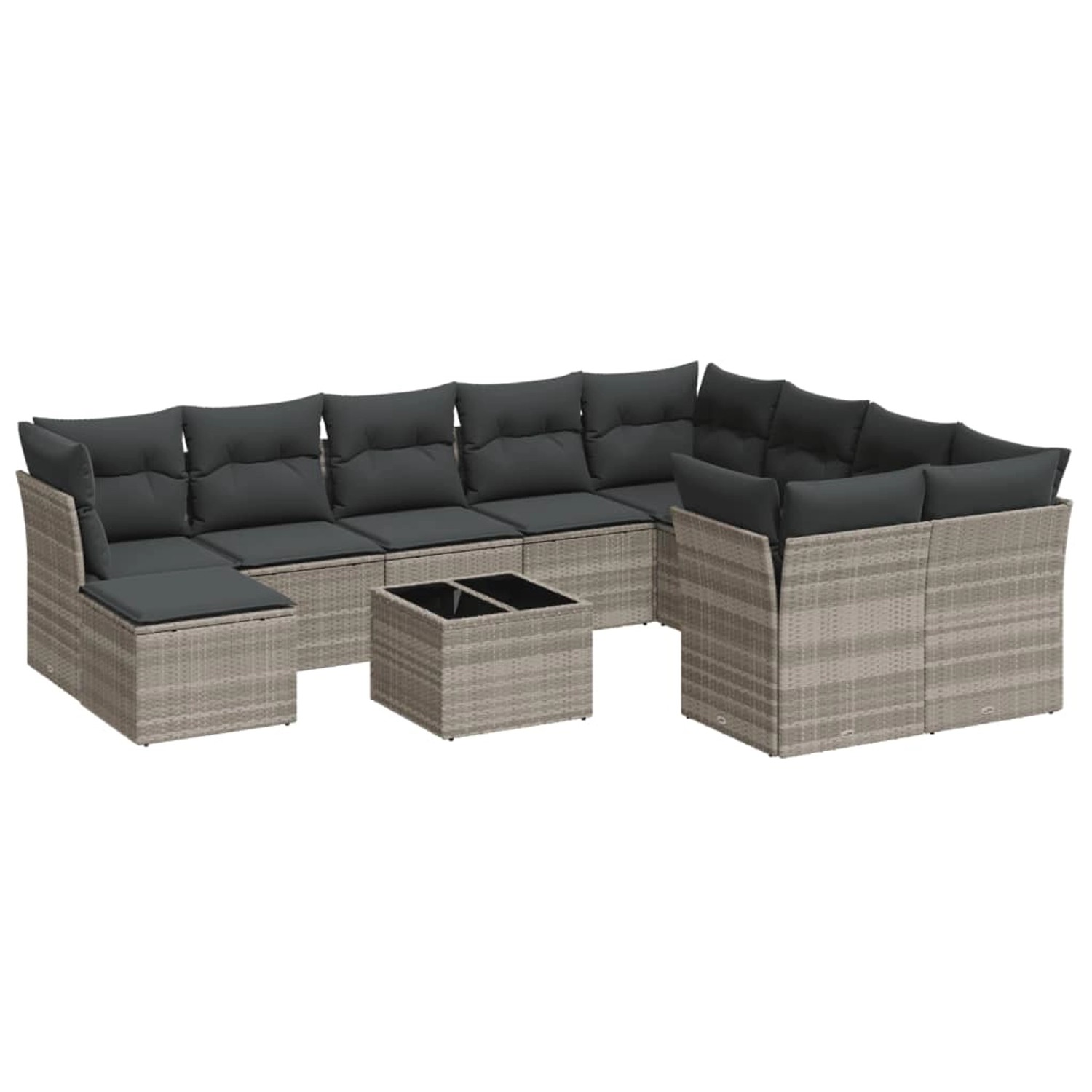vidaXL 11-Tlg Garten-Sofagarnitur mit Kissen Hellgrau Poly Rattan 3218602 günstig online kaufen