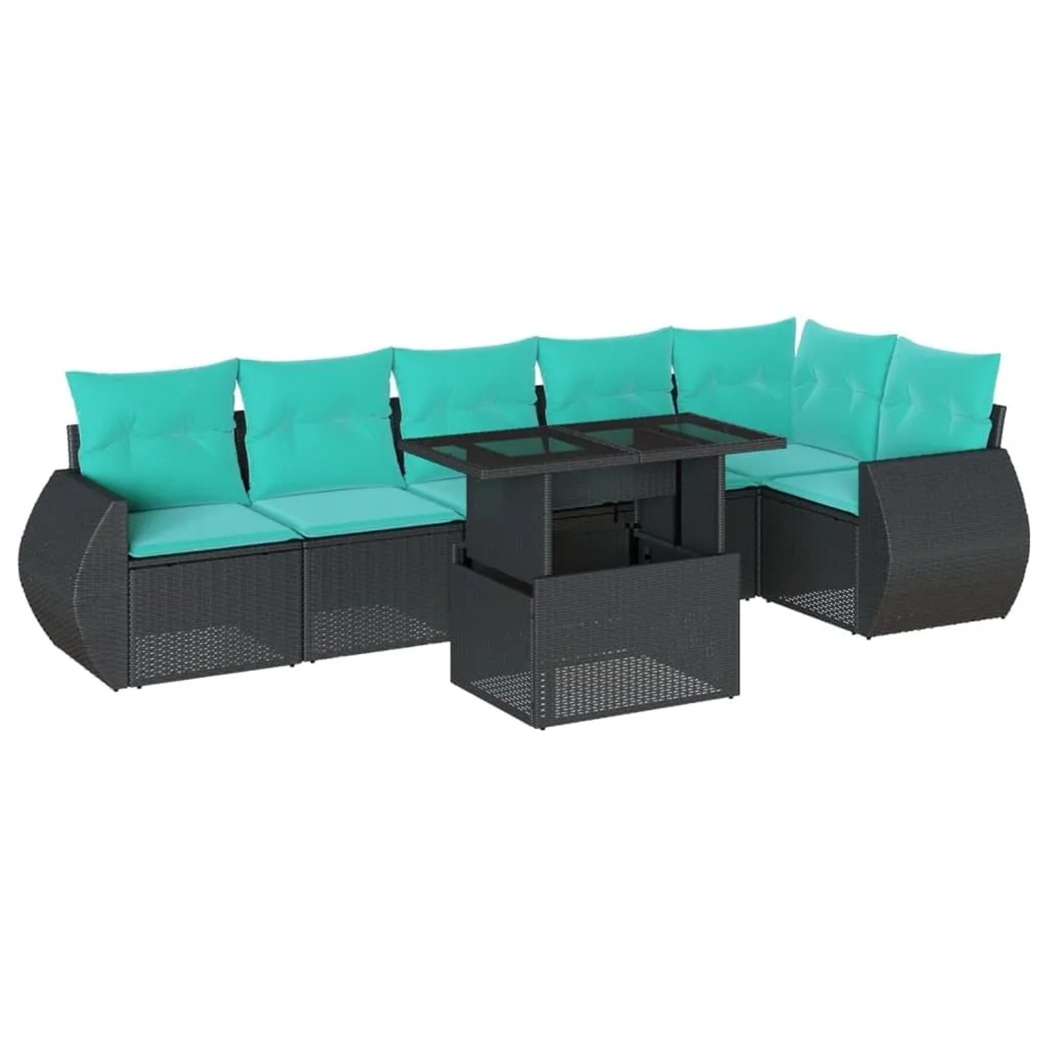 vidaXL 7-Tlg Gartensofa-Set mit Kissen Schwarz Polyrattan 3268547 günstig online kaufen