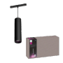 Schwarze Philips Hue Perifo LED-Pendelleuchte zur Schienensystem-Erweiterung, mit Verpackung.