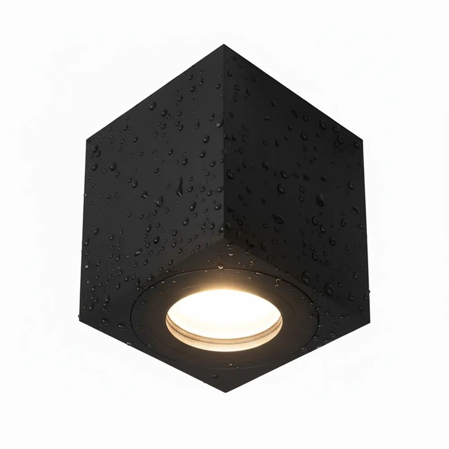 EDO Aufbauspot GU10 IP44 Eckig Schwarz 80 x 80 x 95 mm Deckenspot Deckenstrahler Aufbaustrahler Schwenkbar Aluminium LARKS
