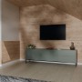 Wohnraum mit Egger Decowall Wandverkleidung WL006 Namur Fichte und passender Winkelleiste.