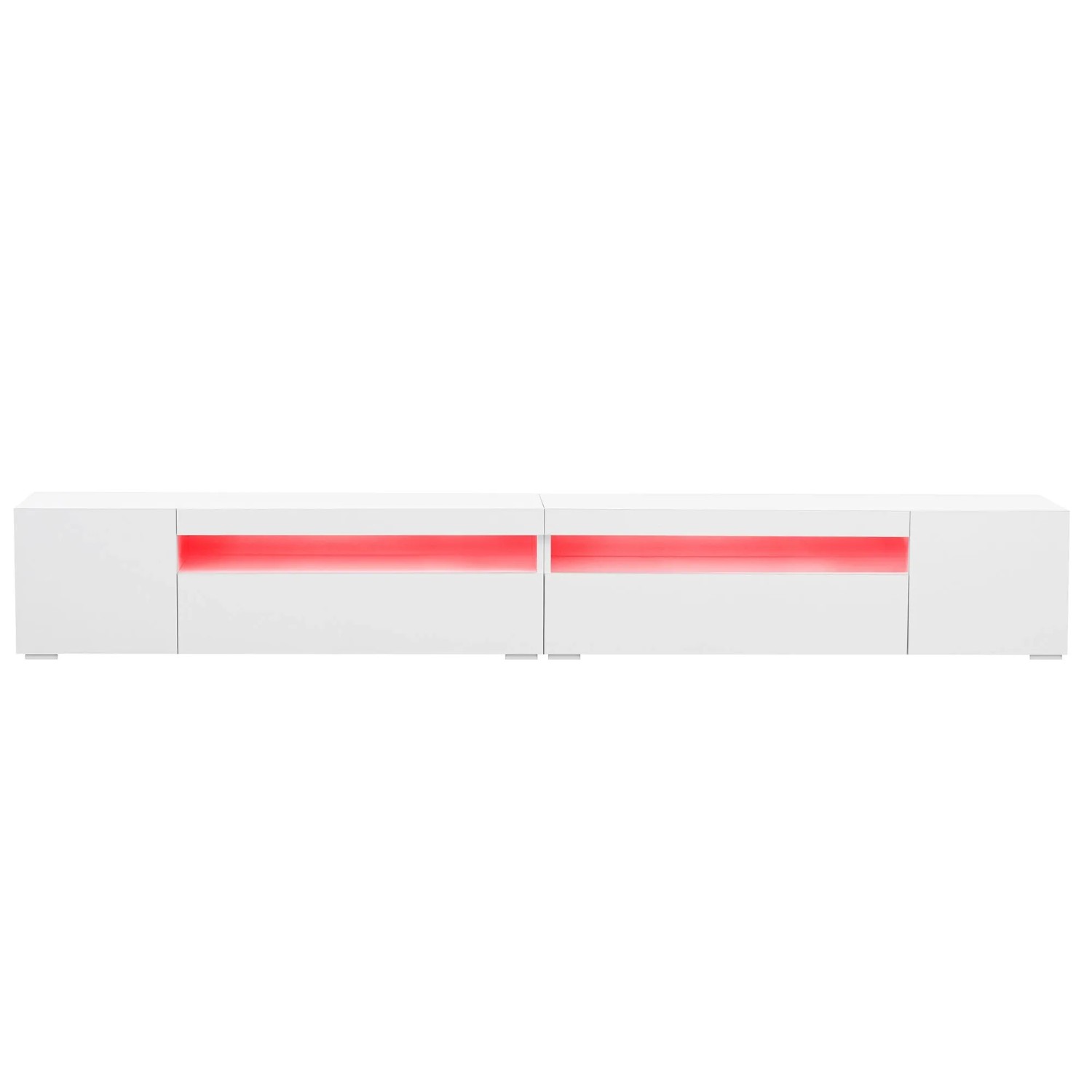 okwish TV Schrank mit LED Beleuchtung Stauraum Wohnzimmer 240x38,5x35.5cm Weiß