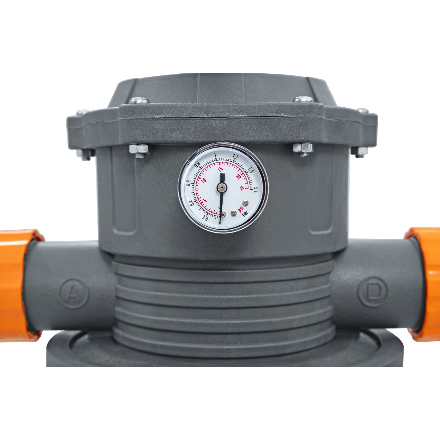 Bestway Flowclear Sandfilteranlage mit Manometer und Anschlüssen.