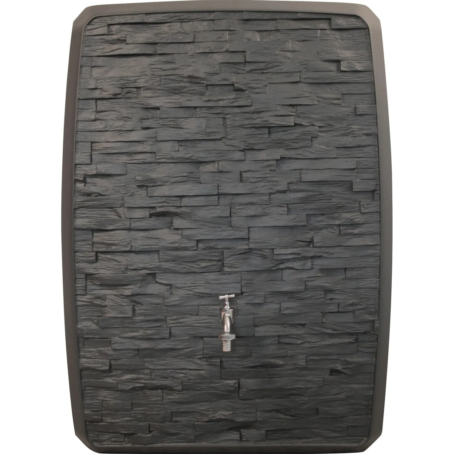 Waterform Regentonne Multitank 250 l in Anthrazit mit Steinoptik und Wasserhahn.