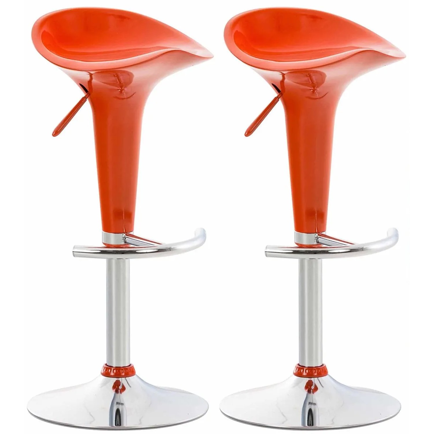 DELUKE 2er Set Barhocker CEKOT Kunststoff Orange 37x37x87cm Barstuhl Höhenverstellbar Drehbar Tresenhocker Tresenstuhl