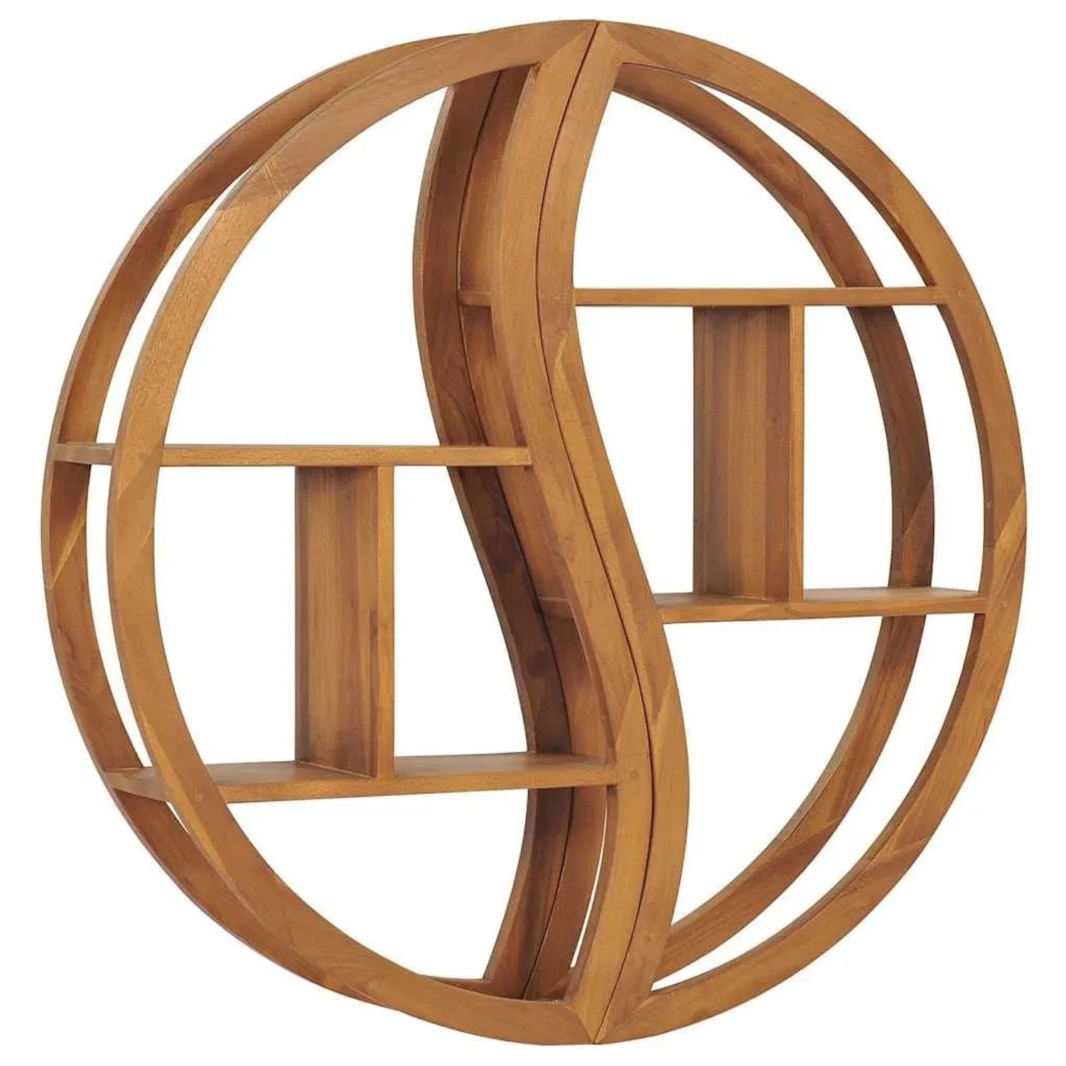 vidaXL Wandregal Yin und Yang 100x20x100 cm Teak Massivholz 320772