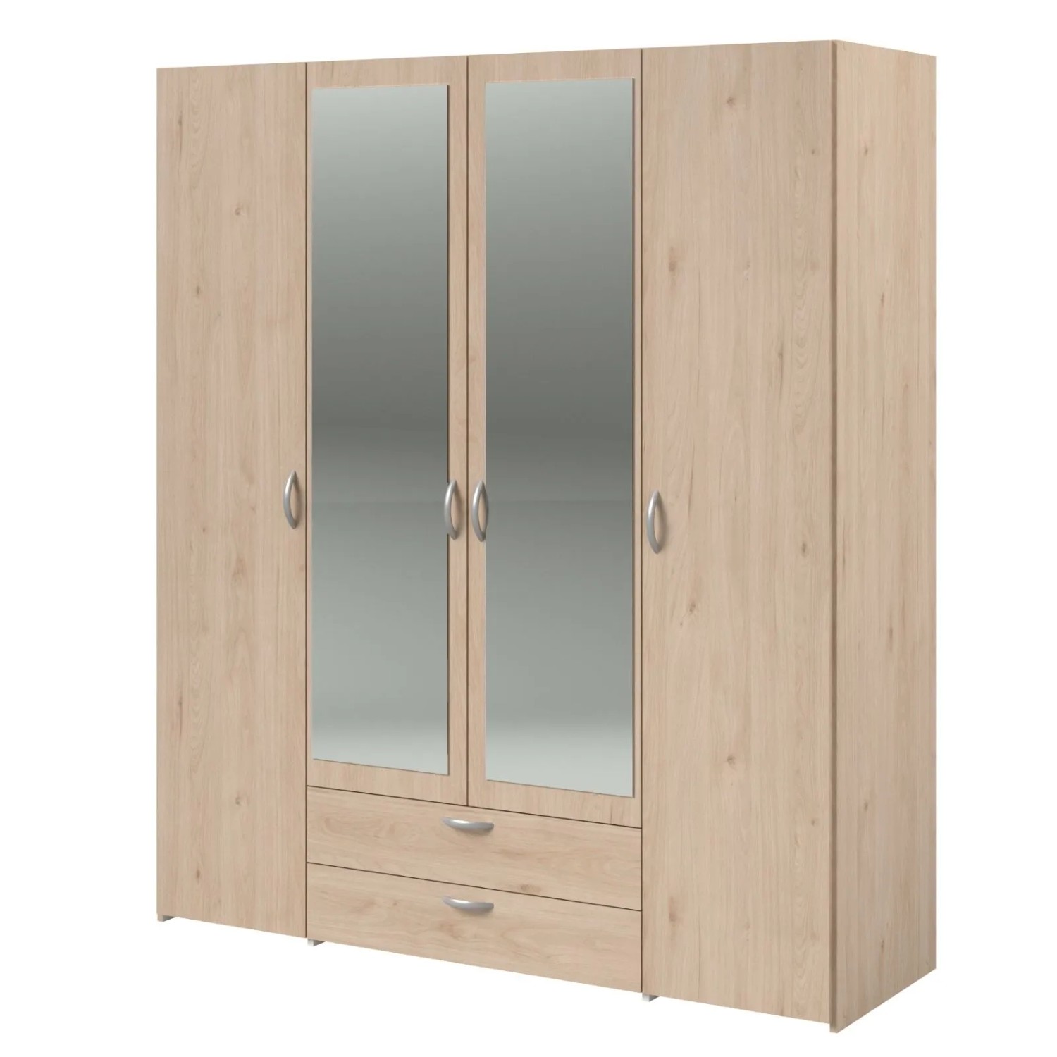 Parisot Kleiderschrank in Jackson Eiche Drehtürenschrank 4-Türig mit Spiege günstig online kaufen