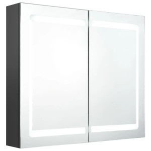 vidaXL LED-Spiegelschrank fürs Bad Grau 80x12x68 cm 326513