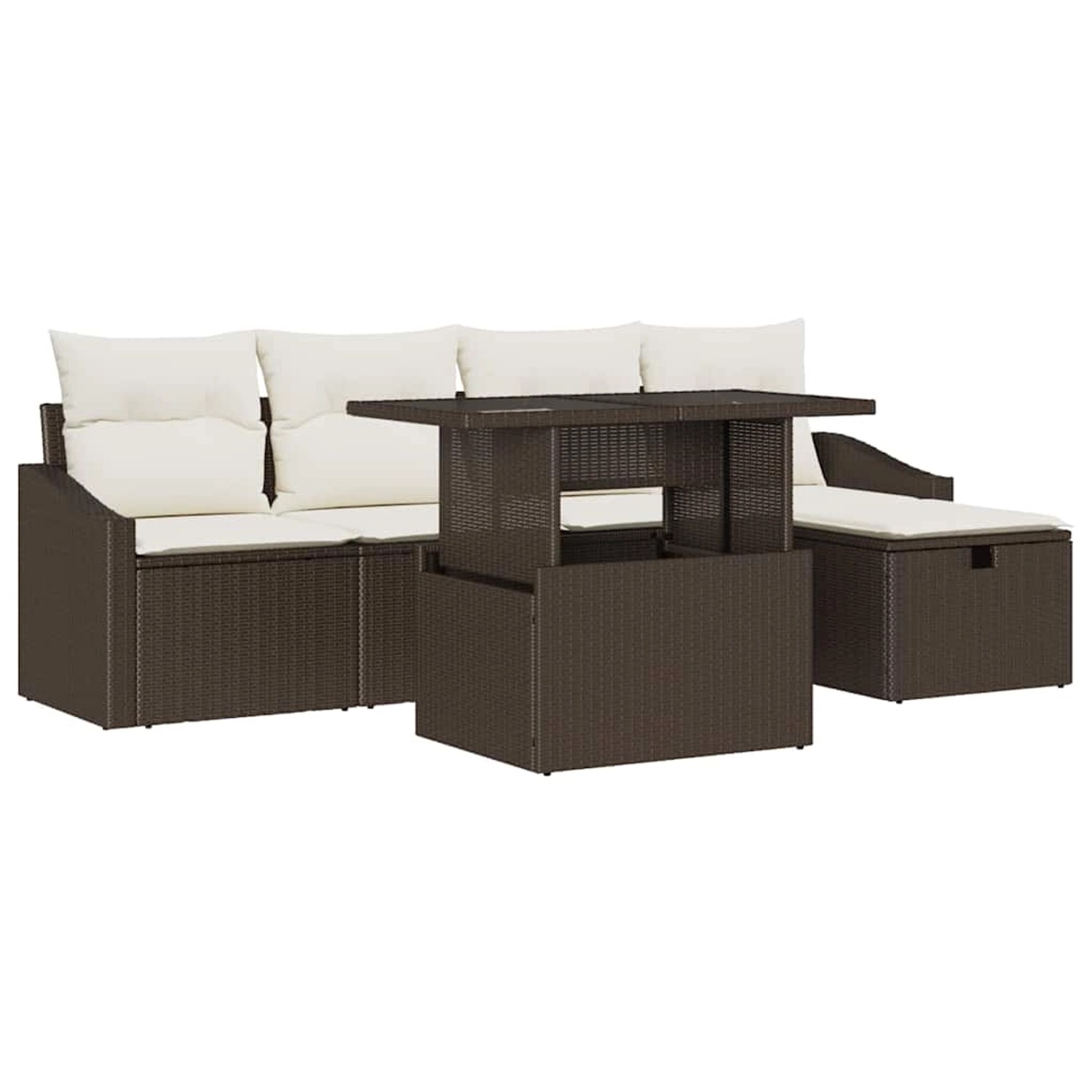 vidaXL Garten-Sofa-Set Höhenverstellbar 6-Tlg Braun Poly Rattan 3361157 günstig online kaufen