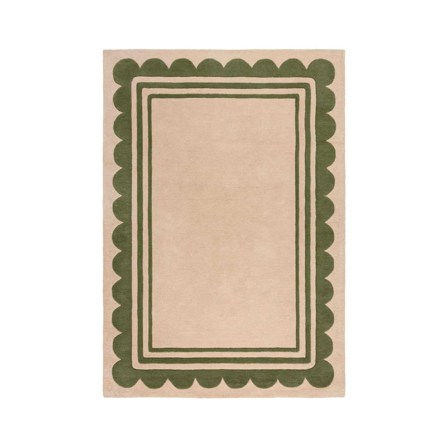 Flair Rugs Wollteppich Lois 160 cm x 230 cm Beige-Grün