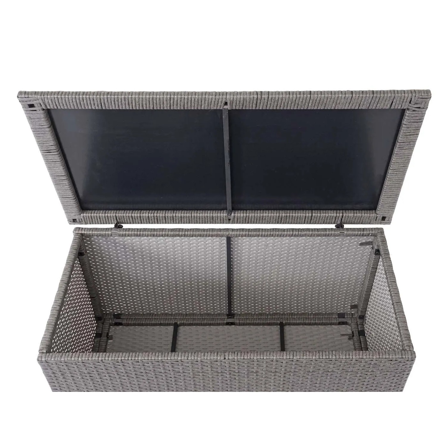 Proregal Poly-Rattan Kissenbox HxBxT 51x115x59cm Basic Grau 250L Gartentruhe Auflagenbox Truhe_6