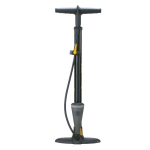 Topeak JoeBlow Max II Standpumpe, schwarz, mit T-Griff, Manometer und langem Schlauch. Für Fahrradreifen.