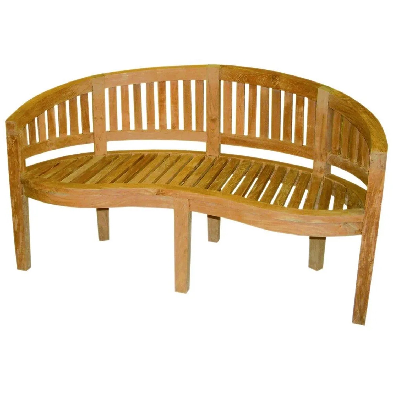 Lex Premium Teak Gartenbank Banana Sitzbank Holzbank Teakbank Parkbank 150cm
