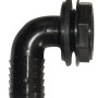 Schwarzer Garantia Regentonne Überlaufbogen (31,8 mm) als Zubehör für Regentonnen.