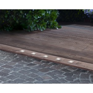 Quadratische LED-Bodeneinbauleuchten Budoni im 5er-Set für Terrasse und Garten.