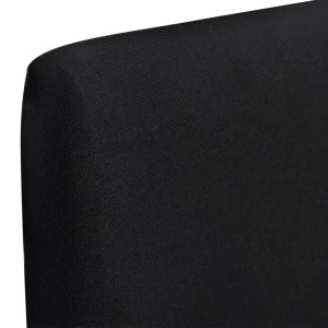 Detailaufnahme: Schwarze, dehnbare Stuhlhusse für Stühle bis 55cm Höhe.
