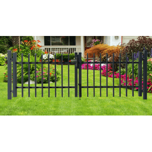 Anthrazitfarbenes Dekor-Doppeltor Porto, 300x100 cm, zum Einbetonieren für den Garten.