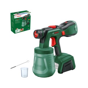 Bosch UniversalSpray 18V-300 Akku-Farbsprühsystem mit Zubehör und Karton.