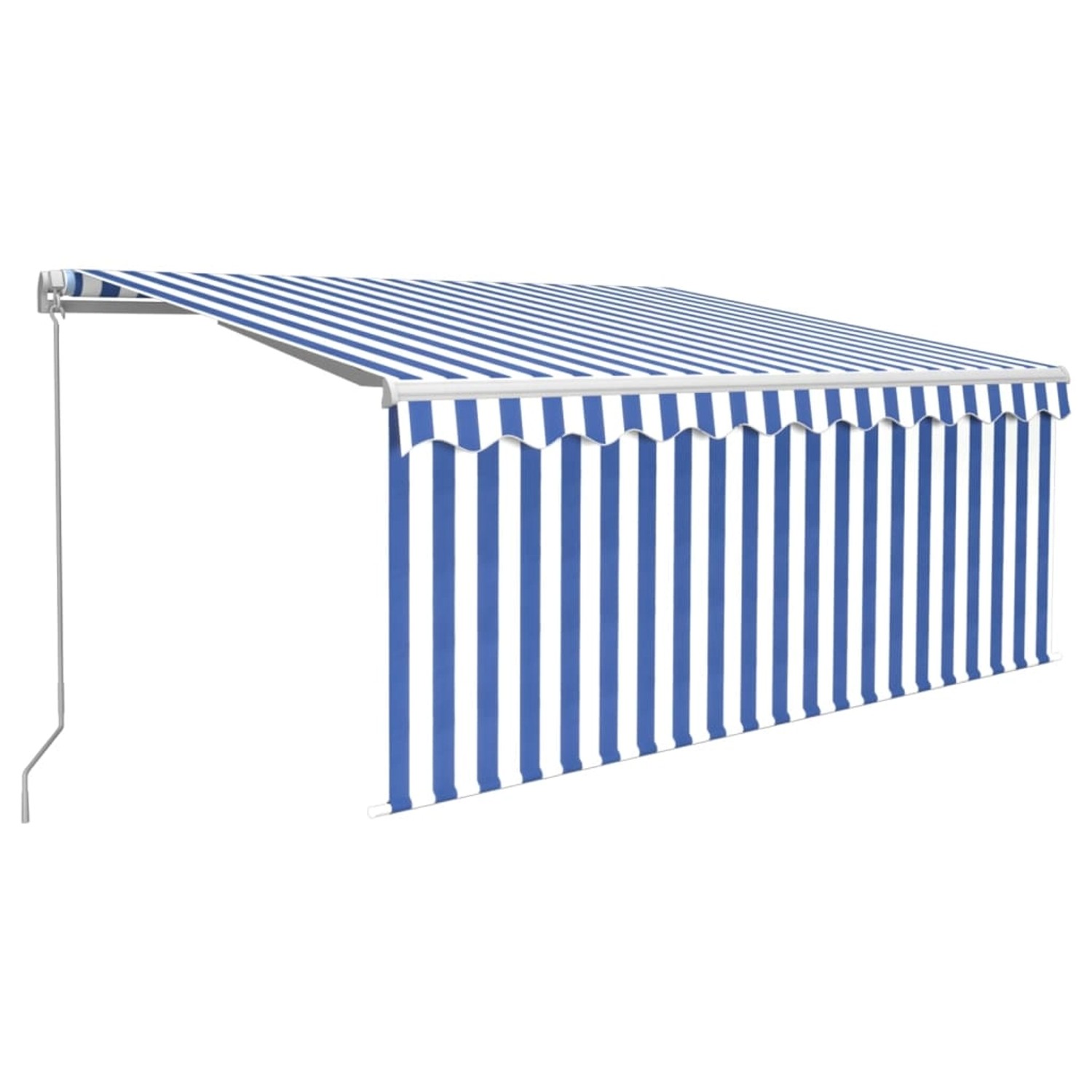furnicato Markise Manuell Einziehbar mit Rollo 3,5x2,5m Blau & Weiß günstig online kaufen