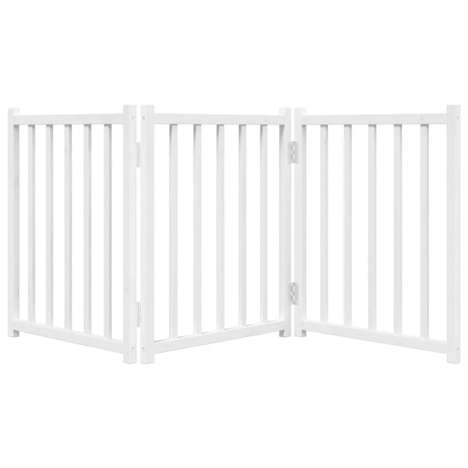 vidaXL 3 Tlg Hundetor Faltbar Weiß 150 cm Massivholz Tanne 352276_4