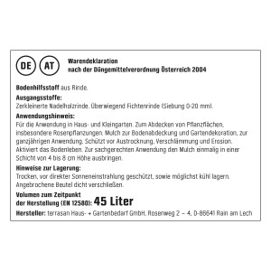 Detailaufnahme der Produktinformationen von GROW by OBI Rosenmulch, 45l Sack.