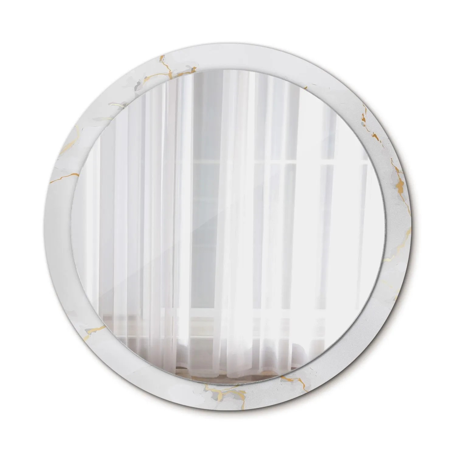 Tulup Bedruckte Spiegel Weißer Marmor Runder Spiegel 100x100 cm mit Dekorat günstig online kaufen