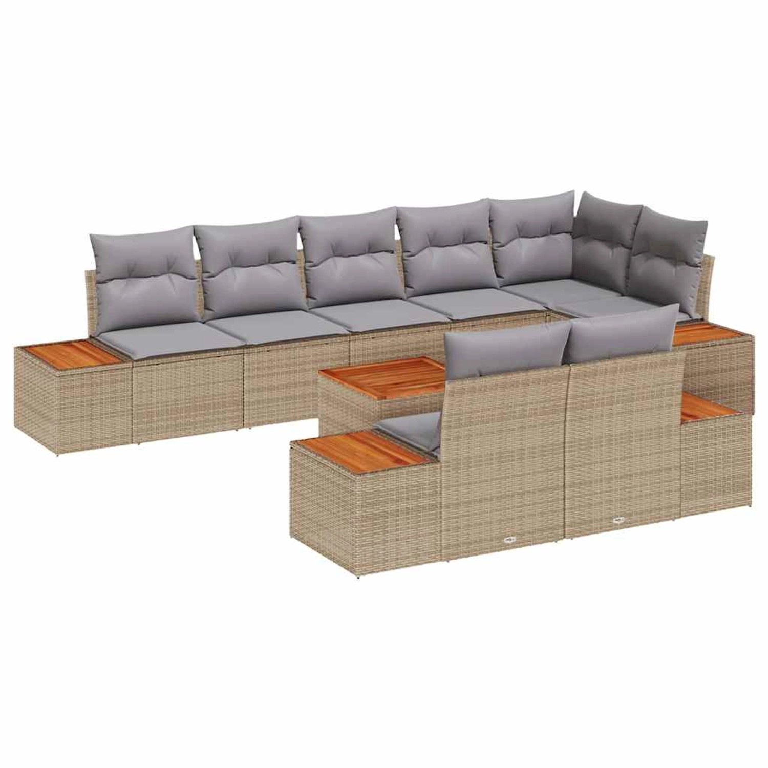 vidaXL Garten-Sofa-Set mit Kissen 9-Tlg Beige Poly Rattan 3348116 günstig online kaufen