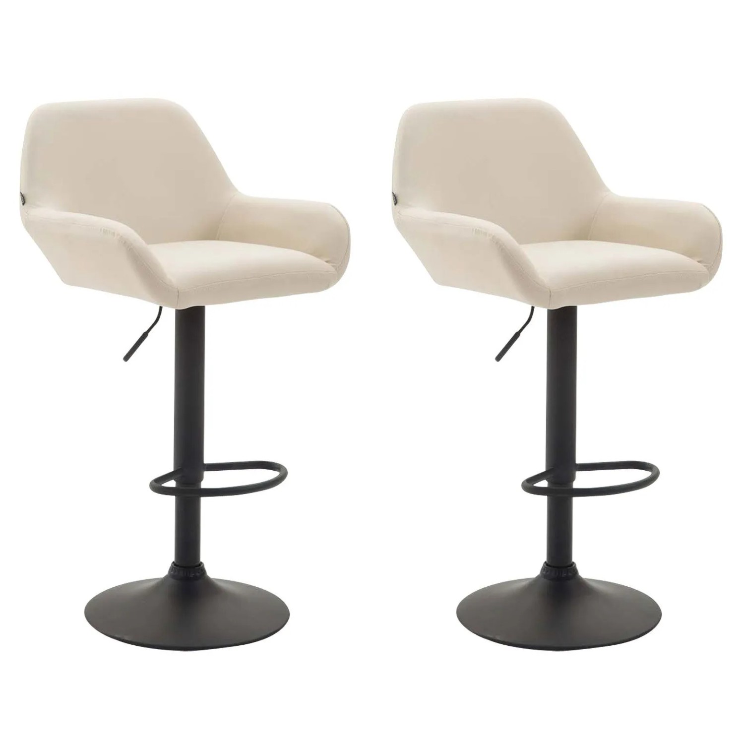 DELUKE Barhocker 2er Set DUBLIN Creme Kunstleder Schwarz Barstuhl Mit Lehne Tresenhocker Tresenstuhl