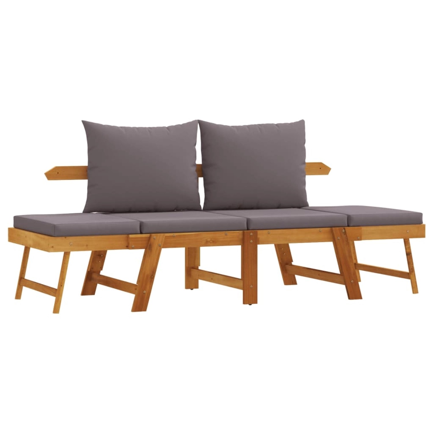 vidaXL Gartenbank mit Kissen 2-in-1 Massivholz Akazie 367580